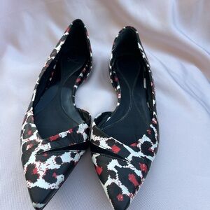 Alexander McQueen Black and Red Patterned Flats